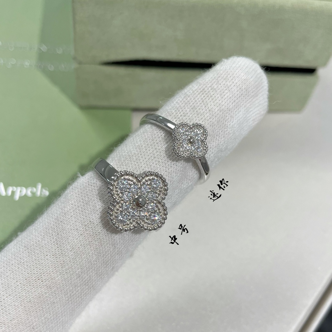 VCA Full Diamond Mini & Medium Vintage Alhambra Ring - Best Replica Jewelry™