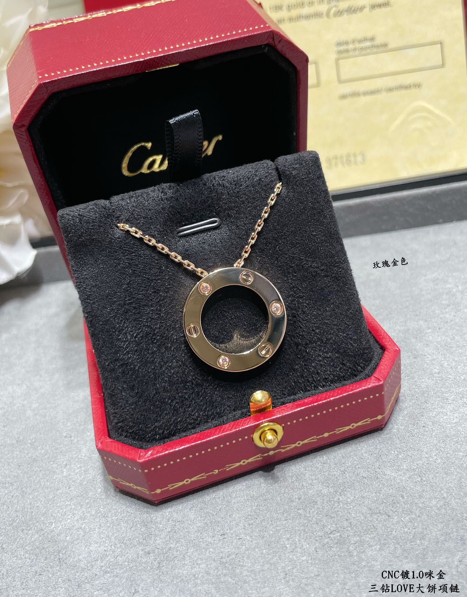 Cartier 3 Diamonds Paved Trinity Pendant Necklace - Best Replica Jewelry™
