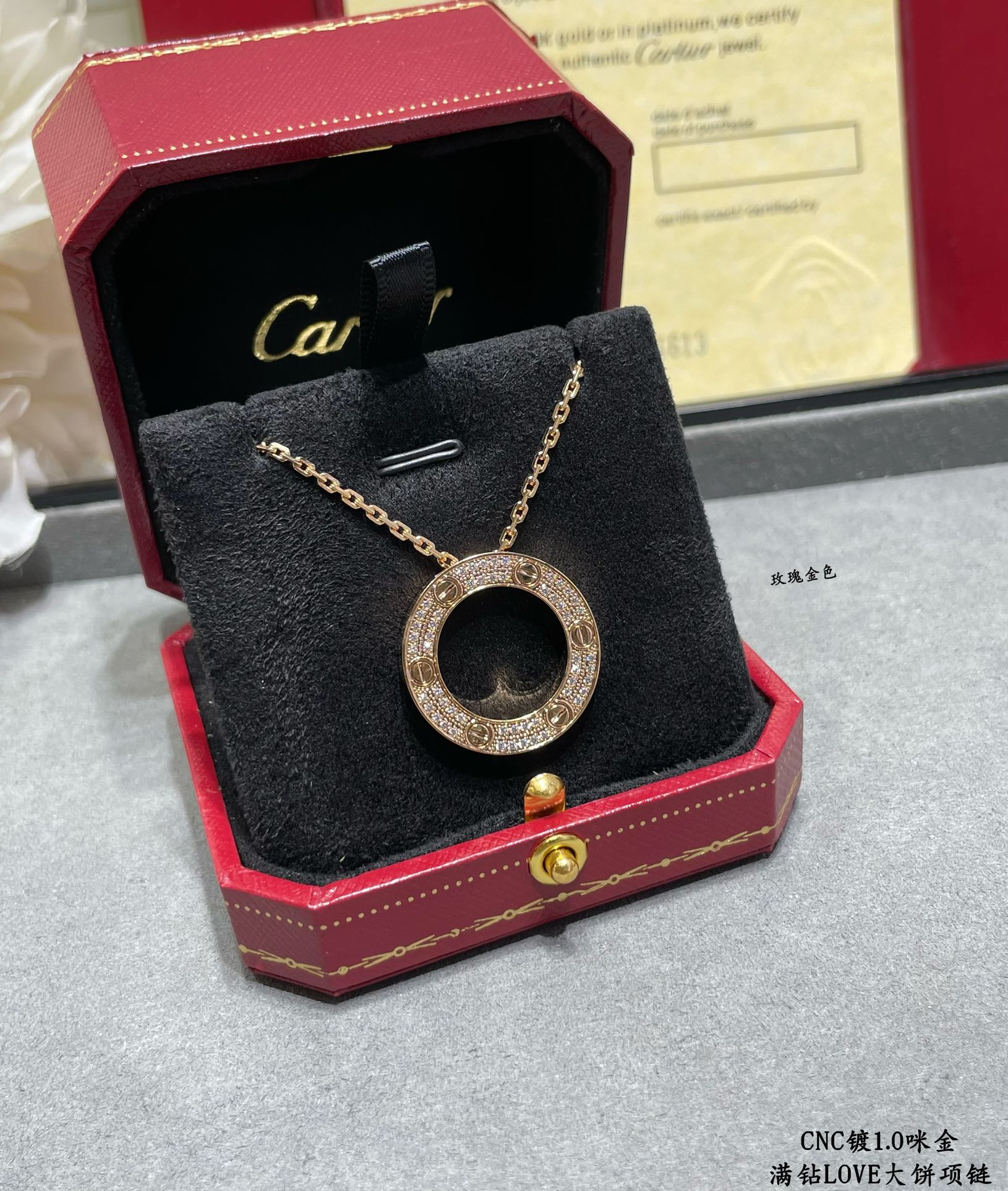 Cartier Diamond Paved LEVE LOVE Pendant Necklace - Best Replica Jewelry™