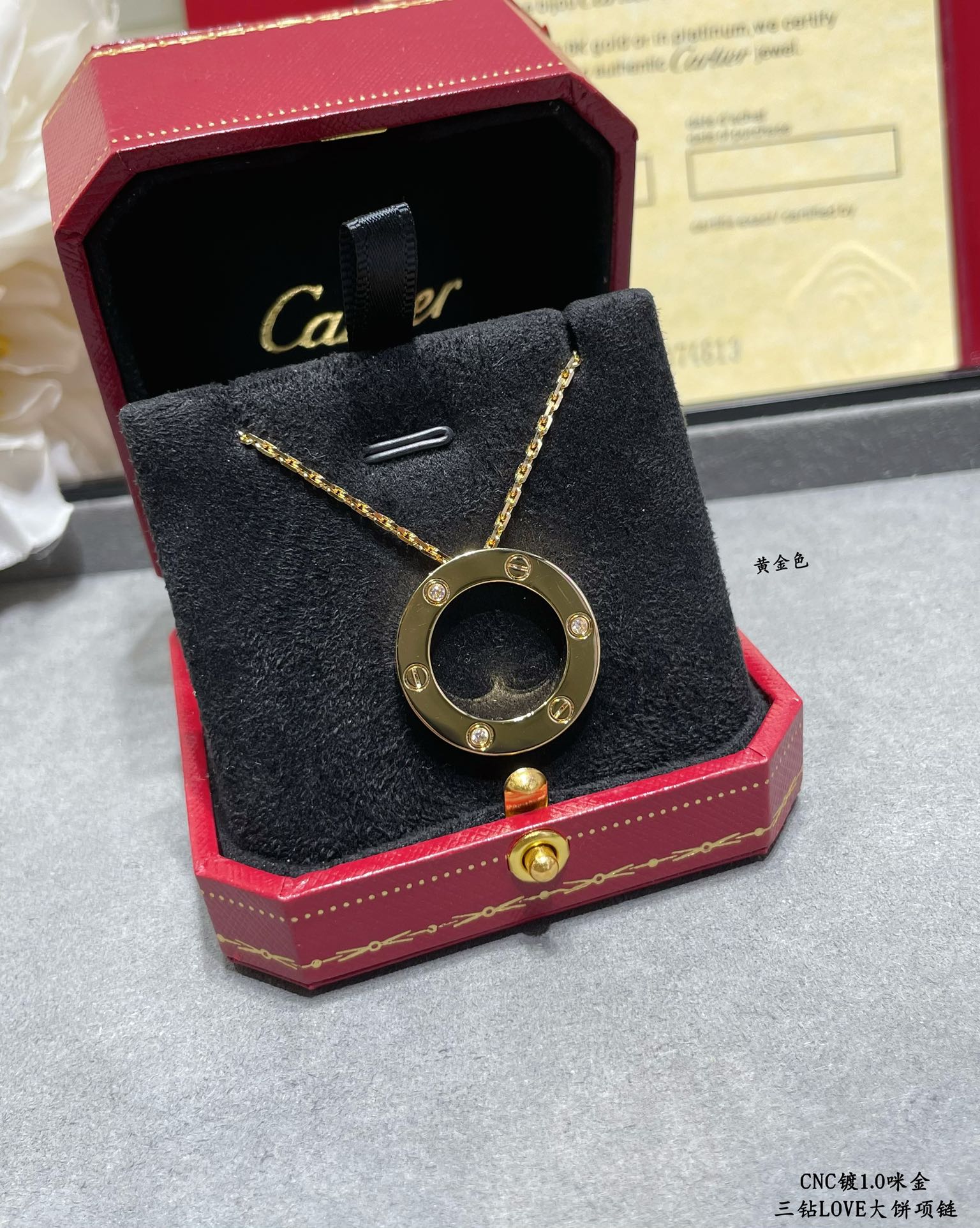 Cartier 3 Diamonds Paved Trinity Pendant Necklace - Best Replica Jewelry™