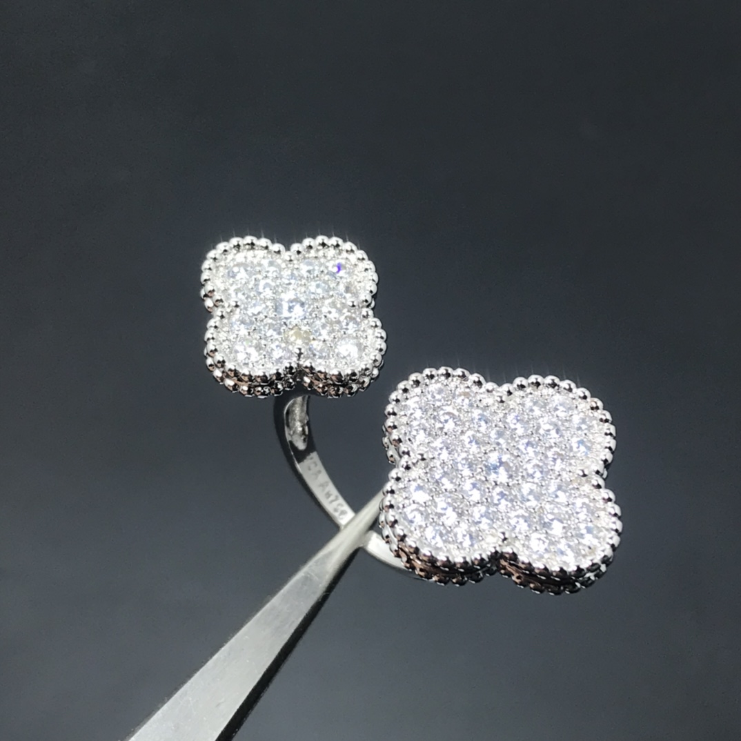 VCA Full Diamond Magic Alhambra Between the Finger Ring - Best Replica Jewelry™