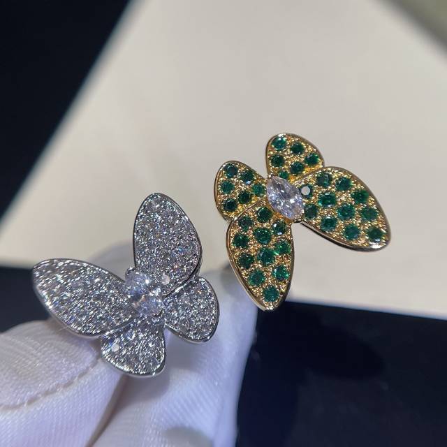 VCA Full Diamond Two Butterfly Between the Finger Ring - Best Replica Jewelry™