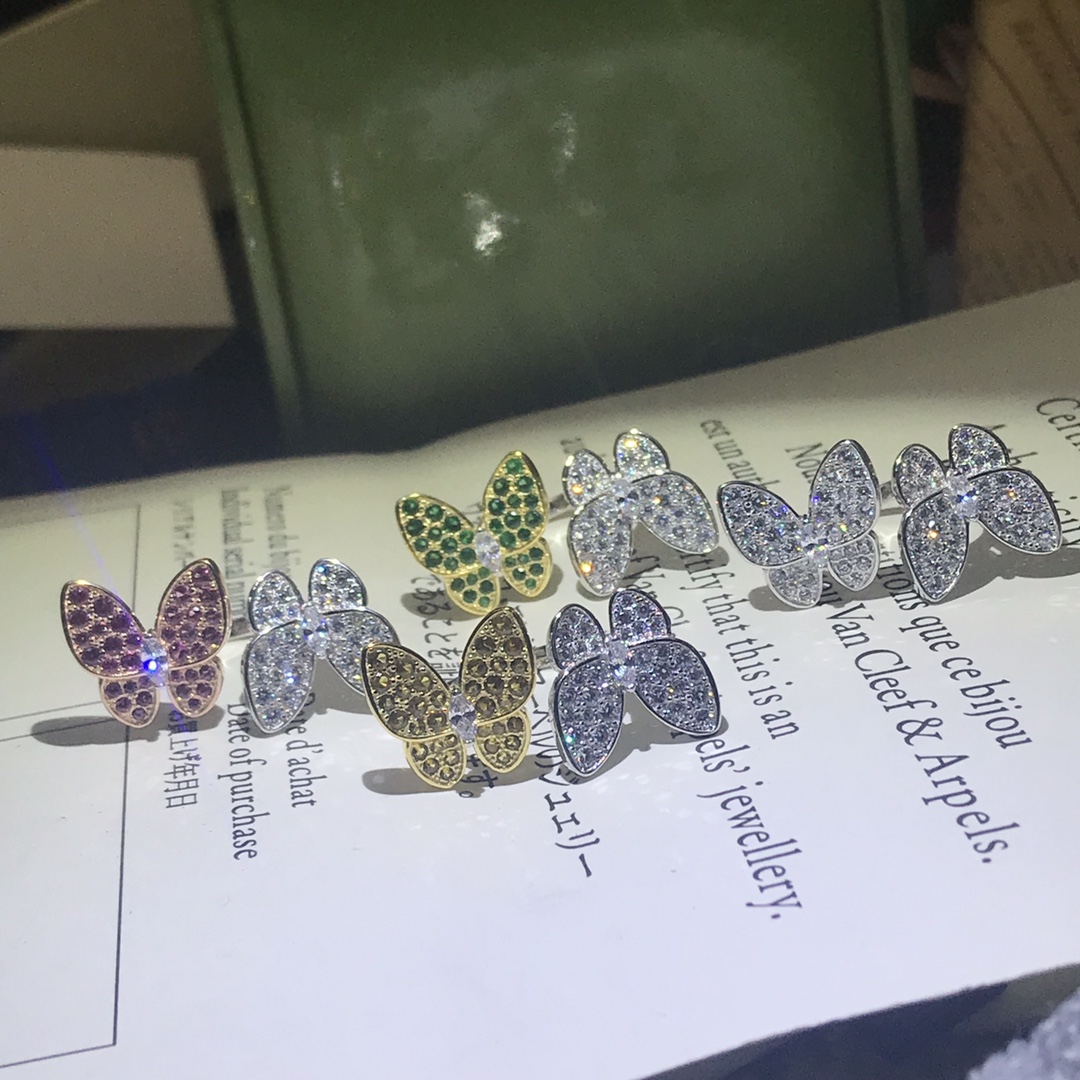 VCA Full Diamond Two Butterfly Between the Finger Ring - Best Replica Jewelry™