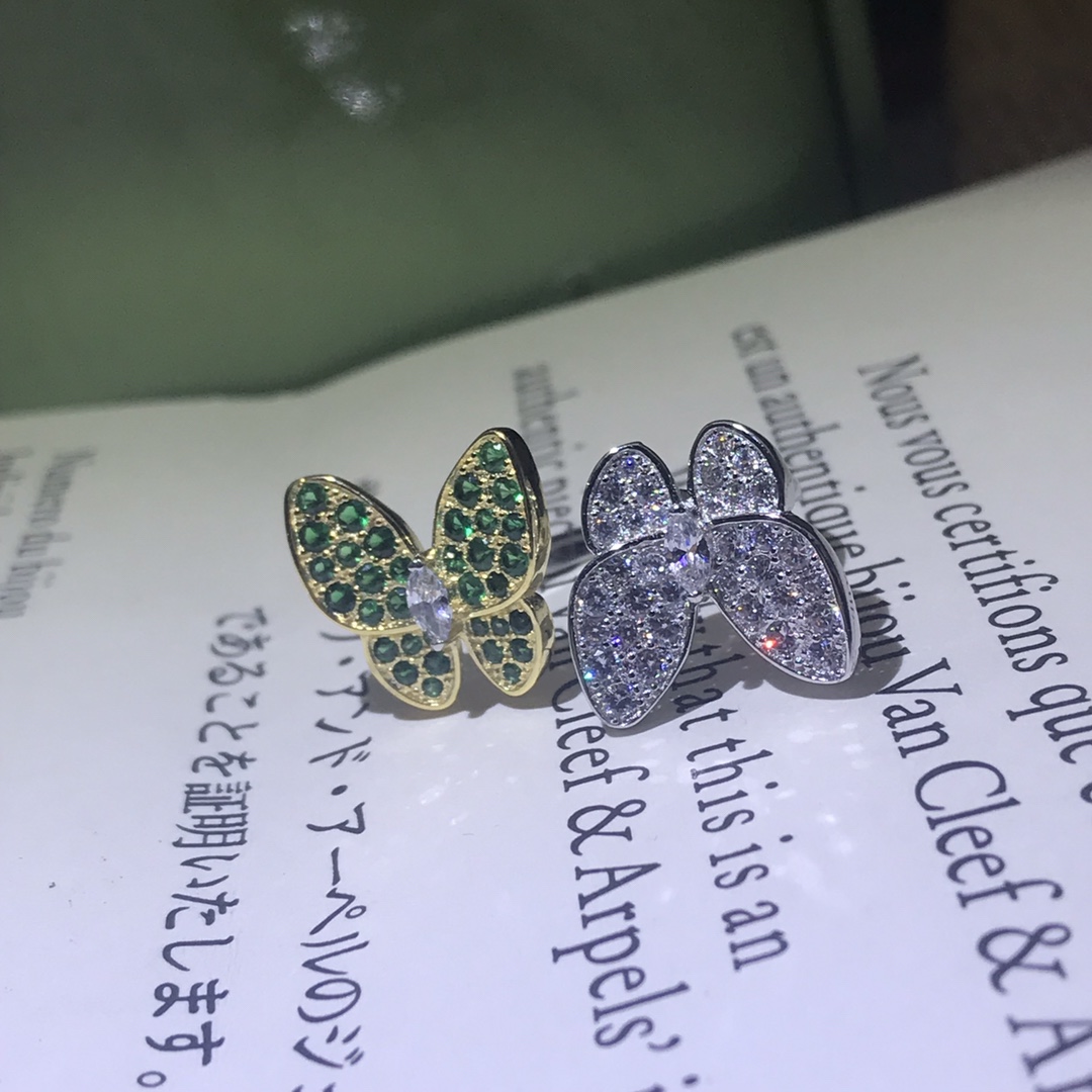 VCA Full Diamond Two Butterfly Between the Finger Ring - Best Replica Jewelry™