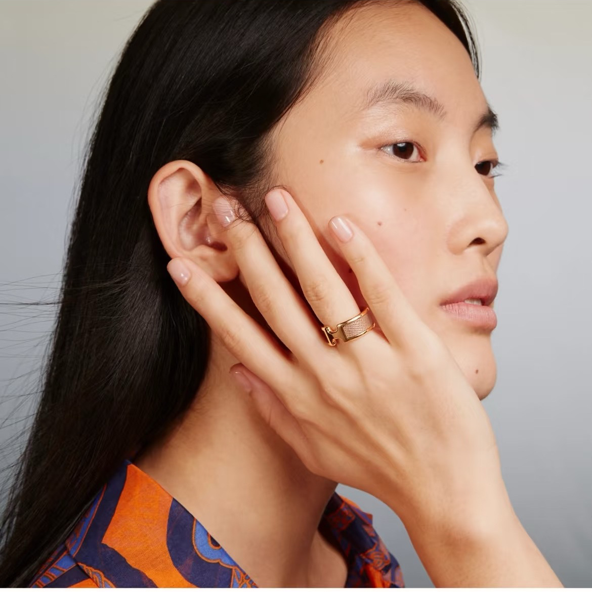 Hermes Rose Gold Brown Olympe Ring - Best Replica Jewelry™