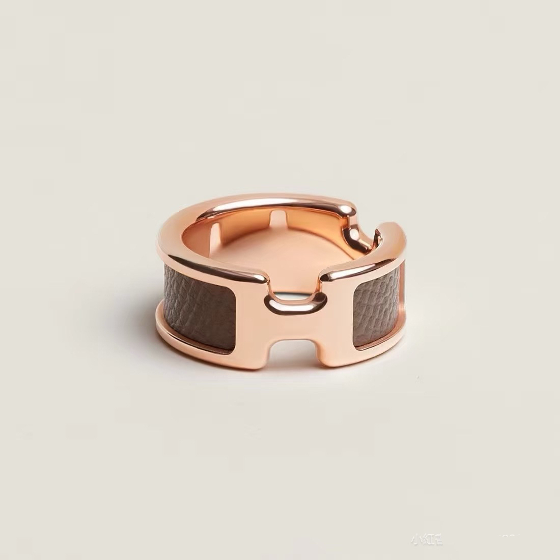 Hermes Rose Gold Brown Olympe Ring - Best Replica Jewelry™