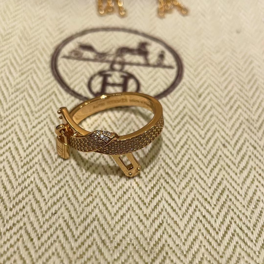 Hermes Half Paved Lock Ring - Best Replica Jewelry™
