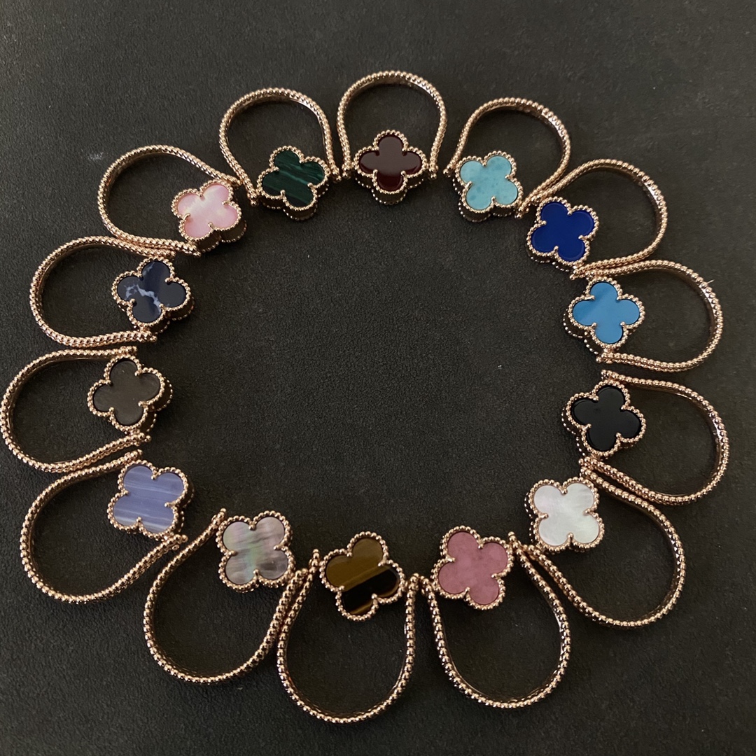 VCA Vintage Alhambra Reversible Ring, Rose Gold, 14 Stone Options - Best Replica Jewelry™