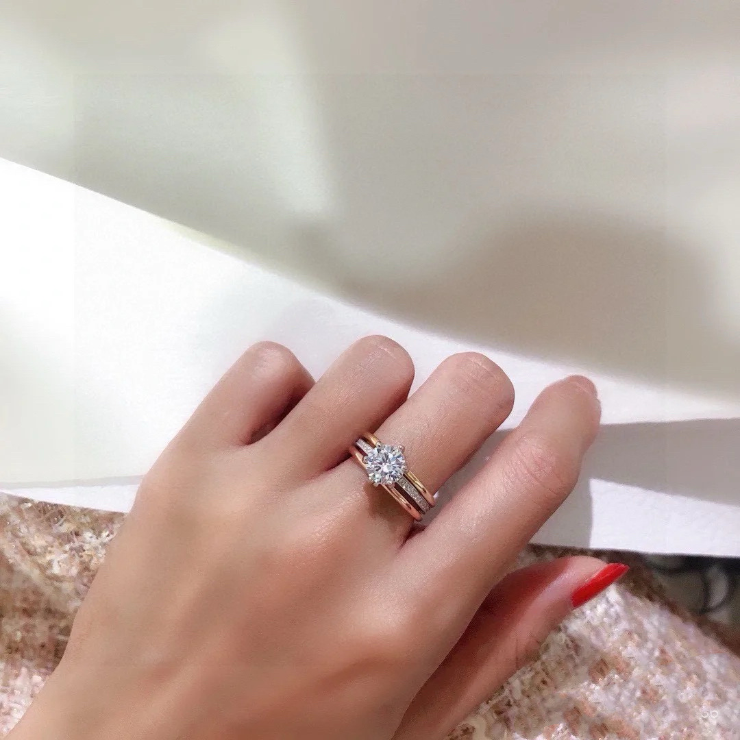 Cartier Three Layers Mixed Metal Color Diamond Ring - Best Replica Jewelry™