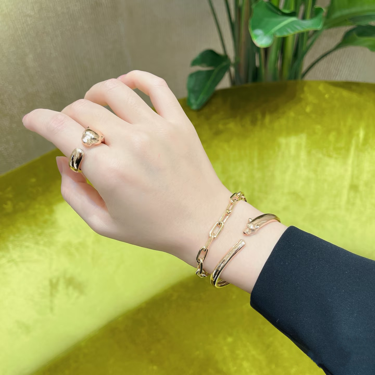 Cartier Santos de Chain Bracelet on hand stacked