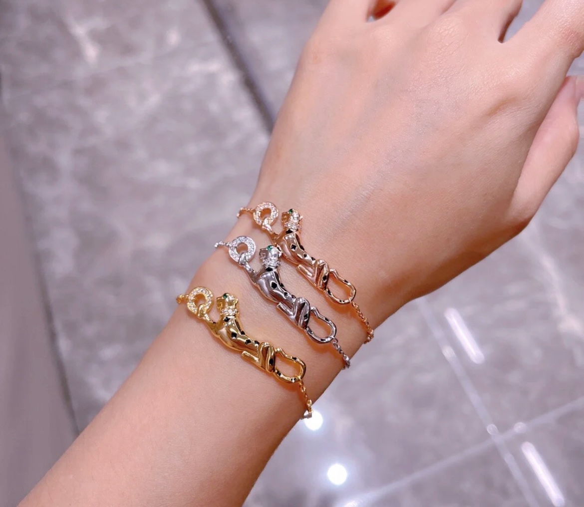 Cartier Leopard Panthere de Cartier Bracelet, on Chain, Diamonds on Hand