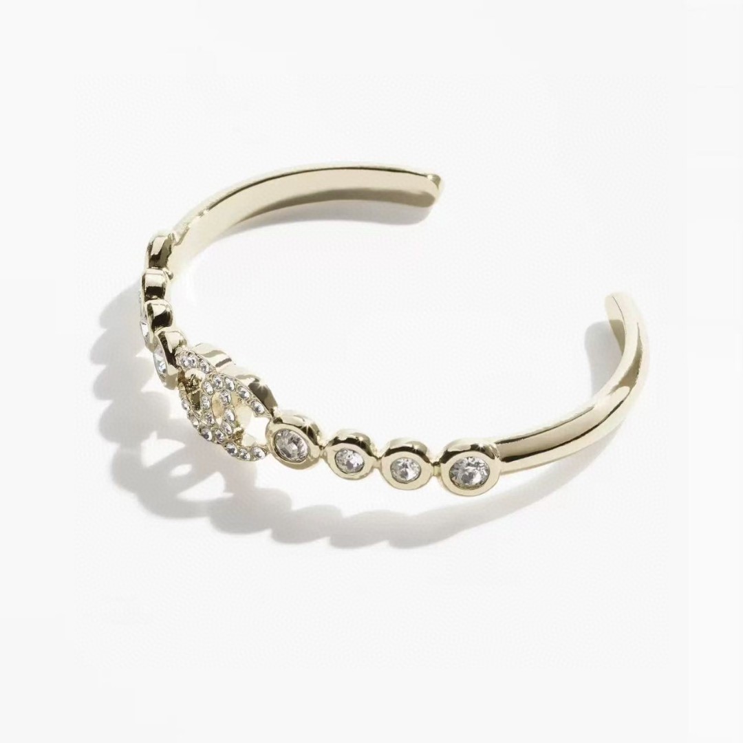 Chanel Rhinestone Open Cuff Bangle Bracelet