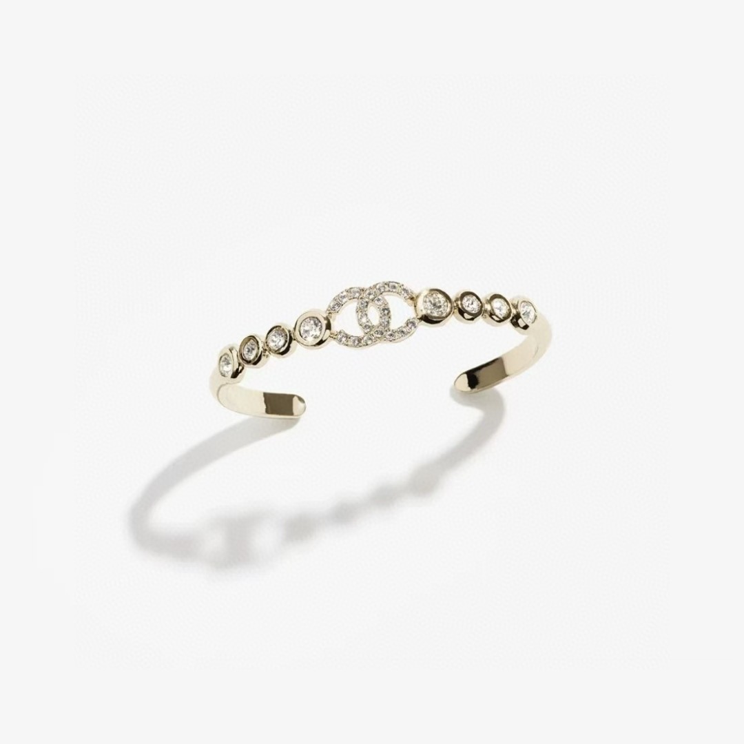 Chanel Rhinestone Open Cuff Bangle Bracelet