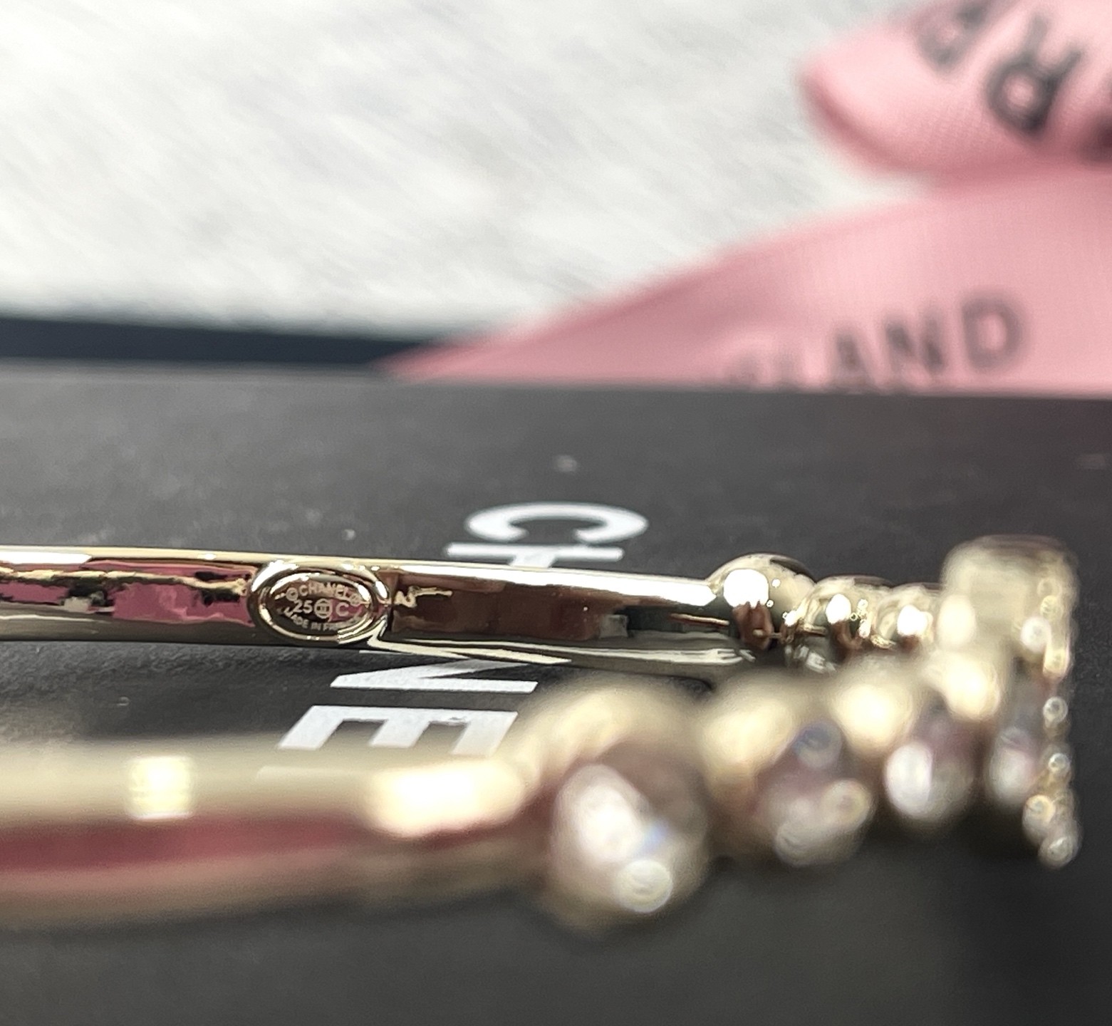 Chanel Rhinestone Open Cuff Bangle Bracelet