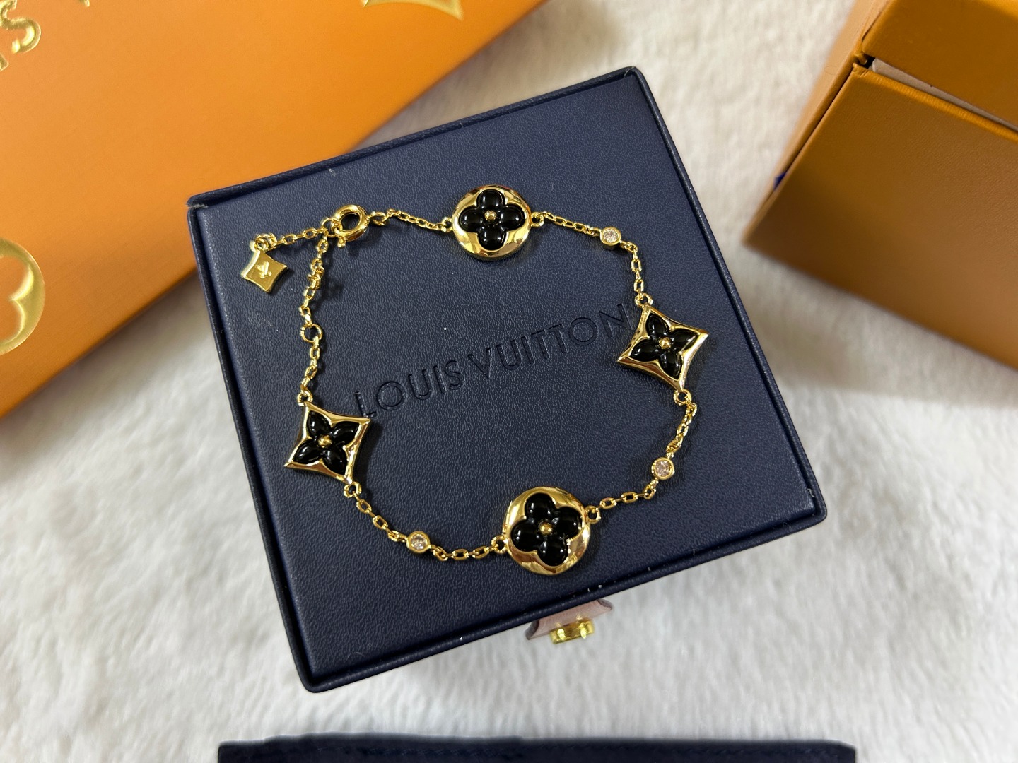 Louis Vuitton Black Carnelian Color Blossom Bracelet - Best Replica Jewelry™