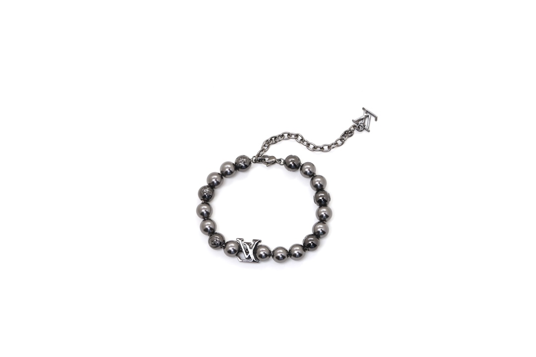 Louis Vuitton Black Beads Bracelet Men - Best Replica Jewelry™