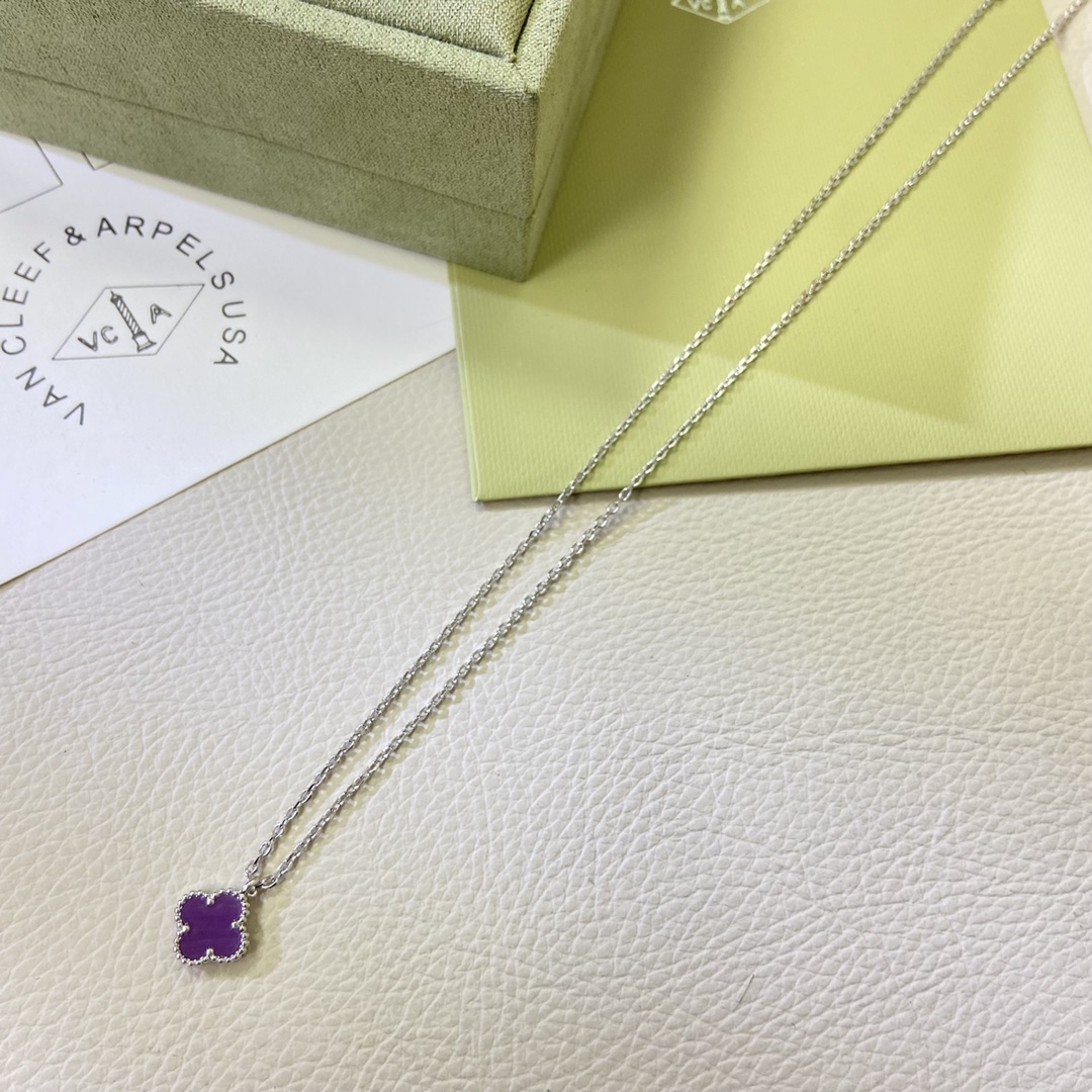 VCA Mini Purple Sweet Alhambra Necklace - Best Replica Jewelry™