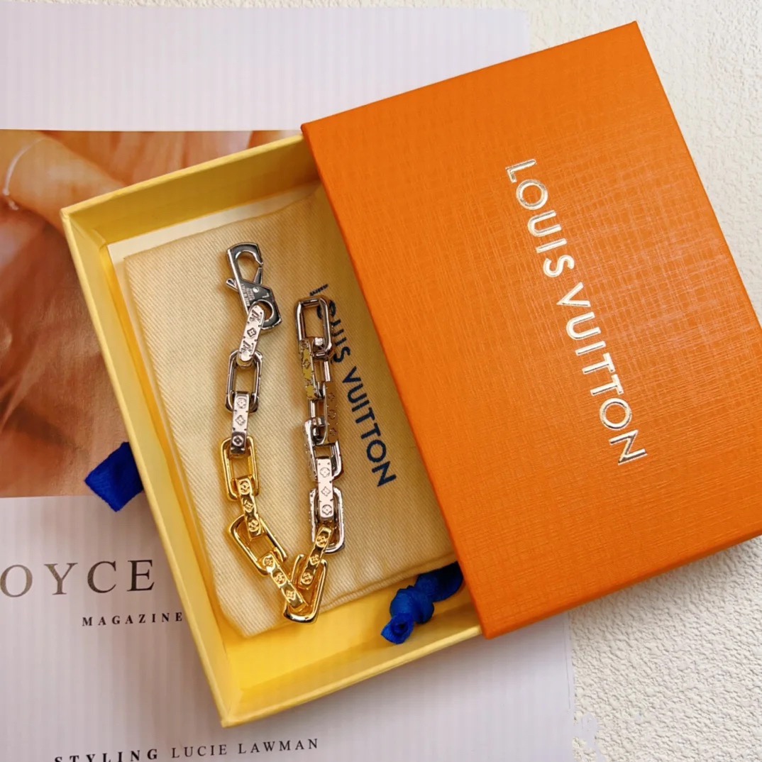 Louis Vuitton Silver Gold Mixed Color Chunky Bracelet - Best Replica Jewelry™