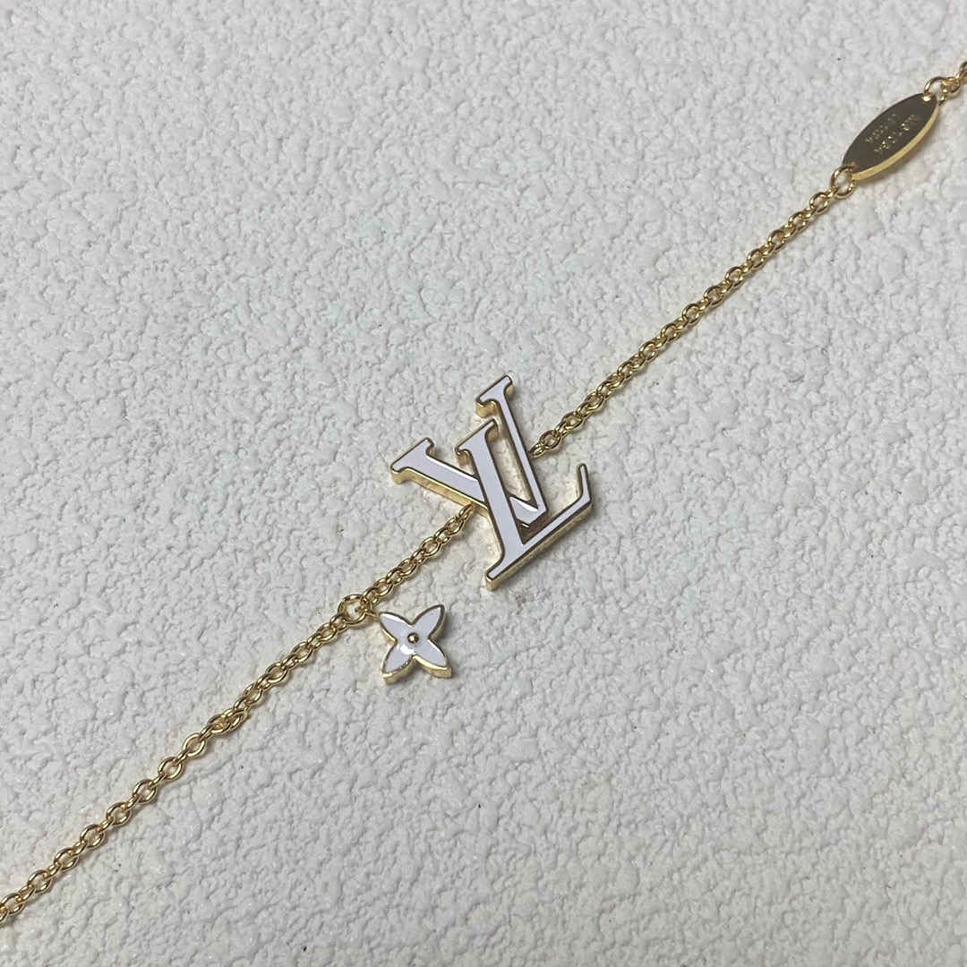Louis Vuitton White LV Letters Bracelet Necklace - Best Replica Jewelry™