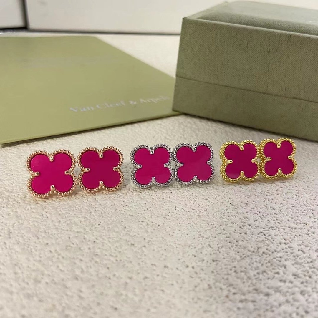 VCA Rose Red Vintage Alhambra Earrings - Best Replica Jewelry™