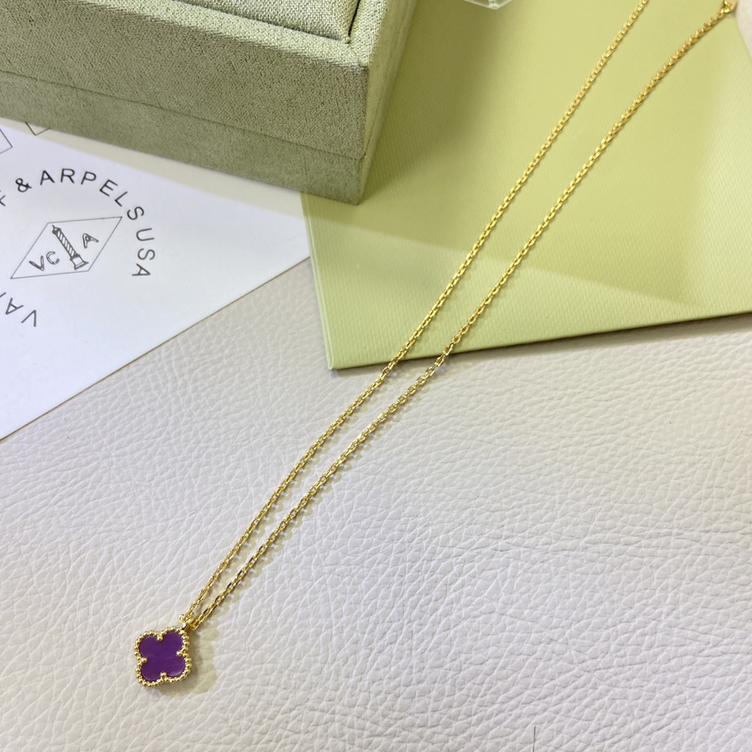 VCA Mini Purple Sweet Alhambra Necklace - Best Replica Jewelry™