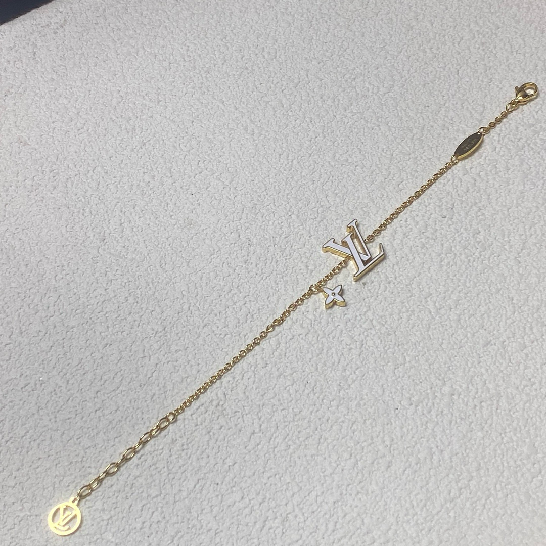 Louis Vuitton White LV Letters Bracelet Necklace - Best Replica Jewelry™