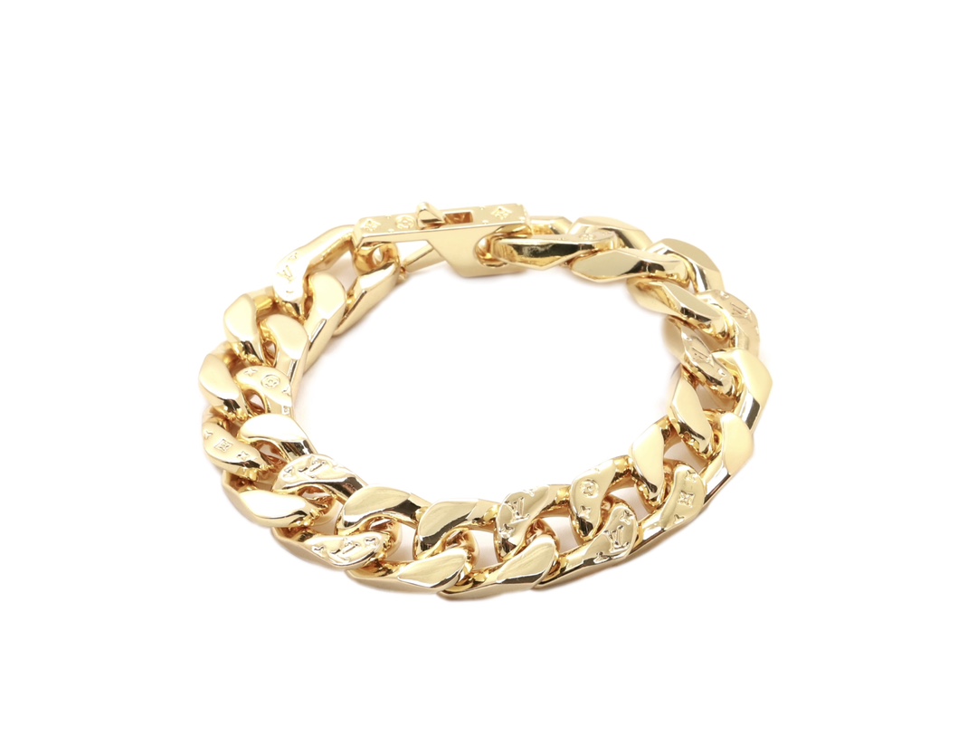 Louis Vuitton Golden Cuban Chain Bracelet Men - Best Replica Jewelry™
