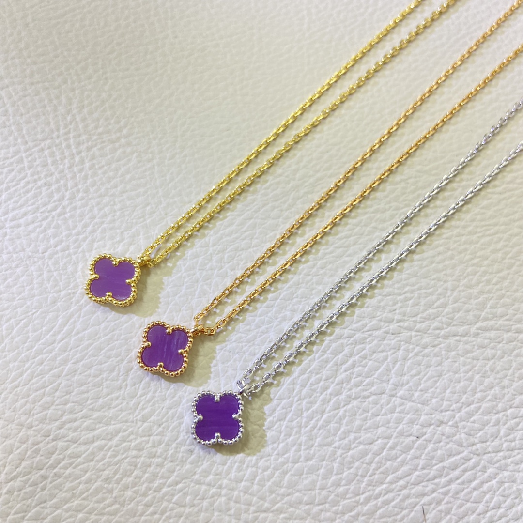 VCA Mini Purple Sweet Alhambra Necklace - Best Replica Jewelry™