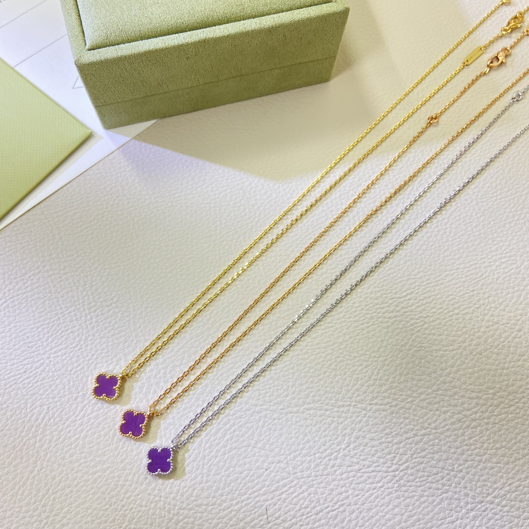 VCA Mini Purple Sweet Alhambra Necklace - Best Replica Jewelry™