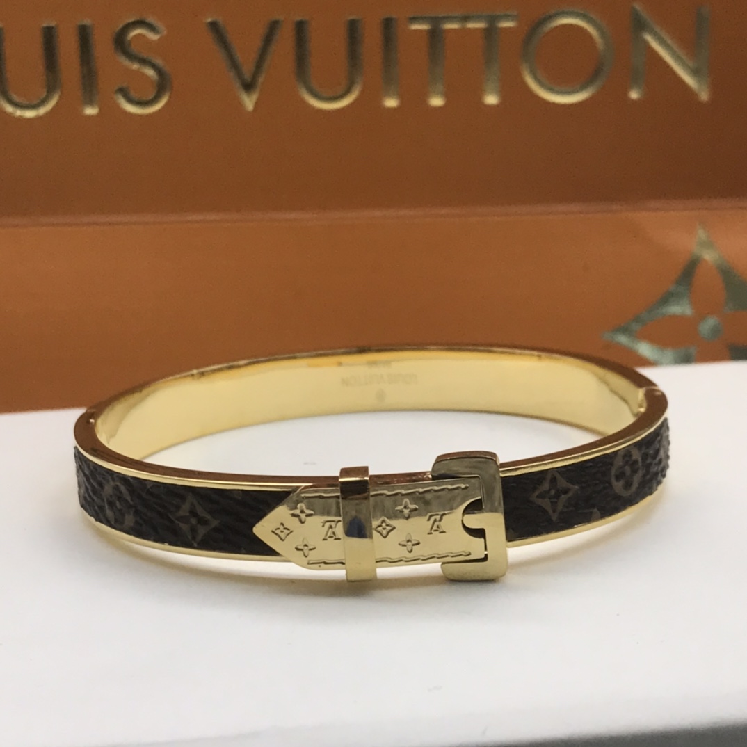 Louis Vuitton Leather Couple Bangle Bracelet - Best Replica Jewelry™