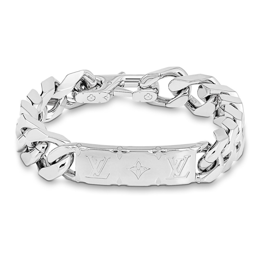 Louis Vuitton Men's Silver Color Chunky Cuban Bracelet - Best Replica Jewelry™