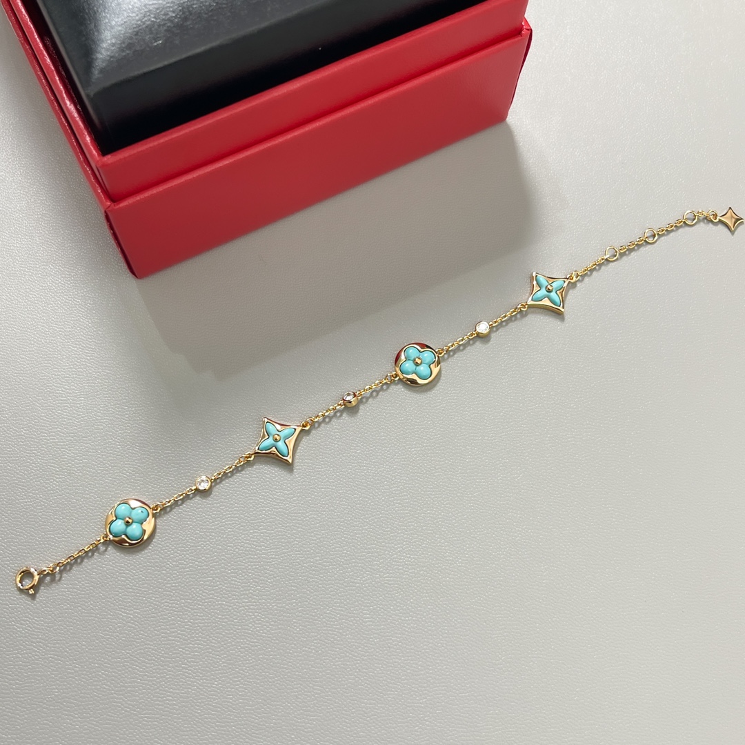 Louis Vuitton 4 Motifs Blue Amazonite Bracelet - Best Replica Jewelry™