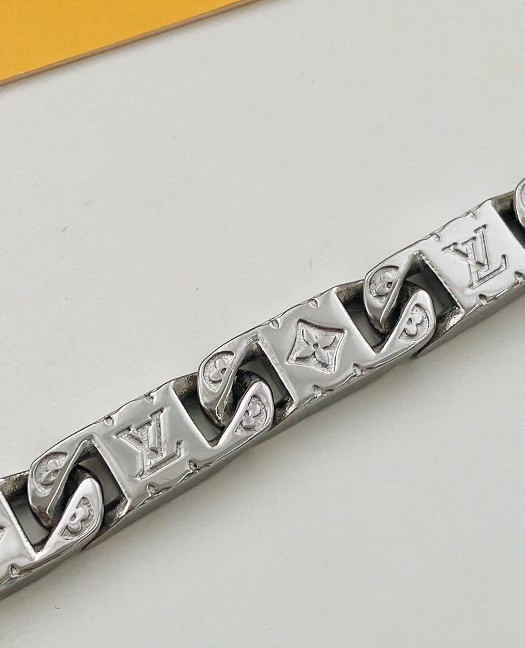 Louis Vuitton Silver Monogram Mens Bracelet - Best Replica Jewelry™