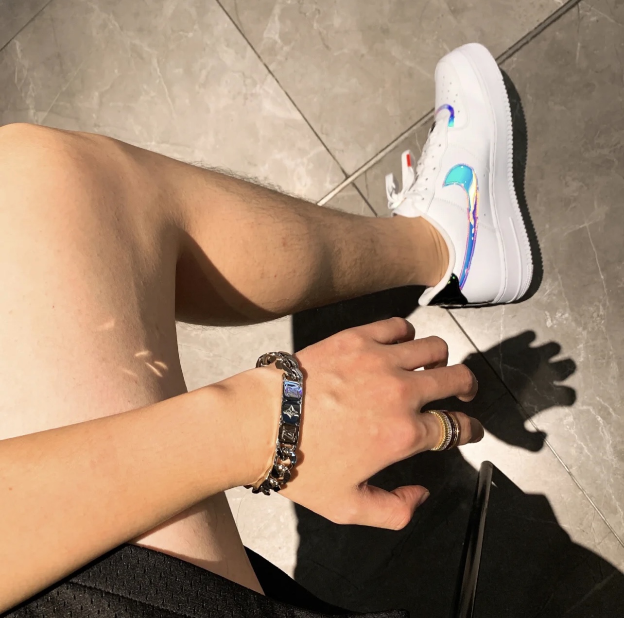 Louis Vuitton Men's Silver Color Chunky Cuban Bracelet - Best Replica Jewelry™