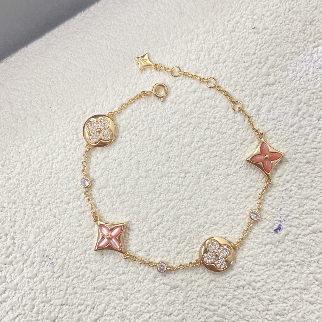 Louis Vuitton Diamond Sun Pink Mother of Pearl Star Bracelet - Best Replica Jewelry™