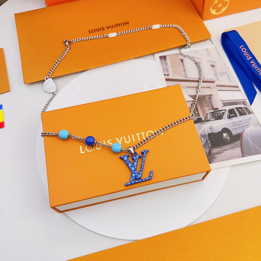 Louis Vuitton Pumpkin LV Monogram Pendant Necklace - Best Replica Jewelry™