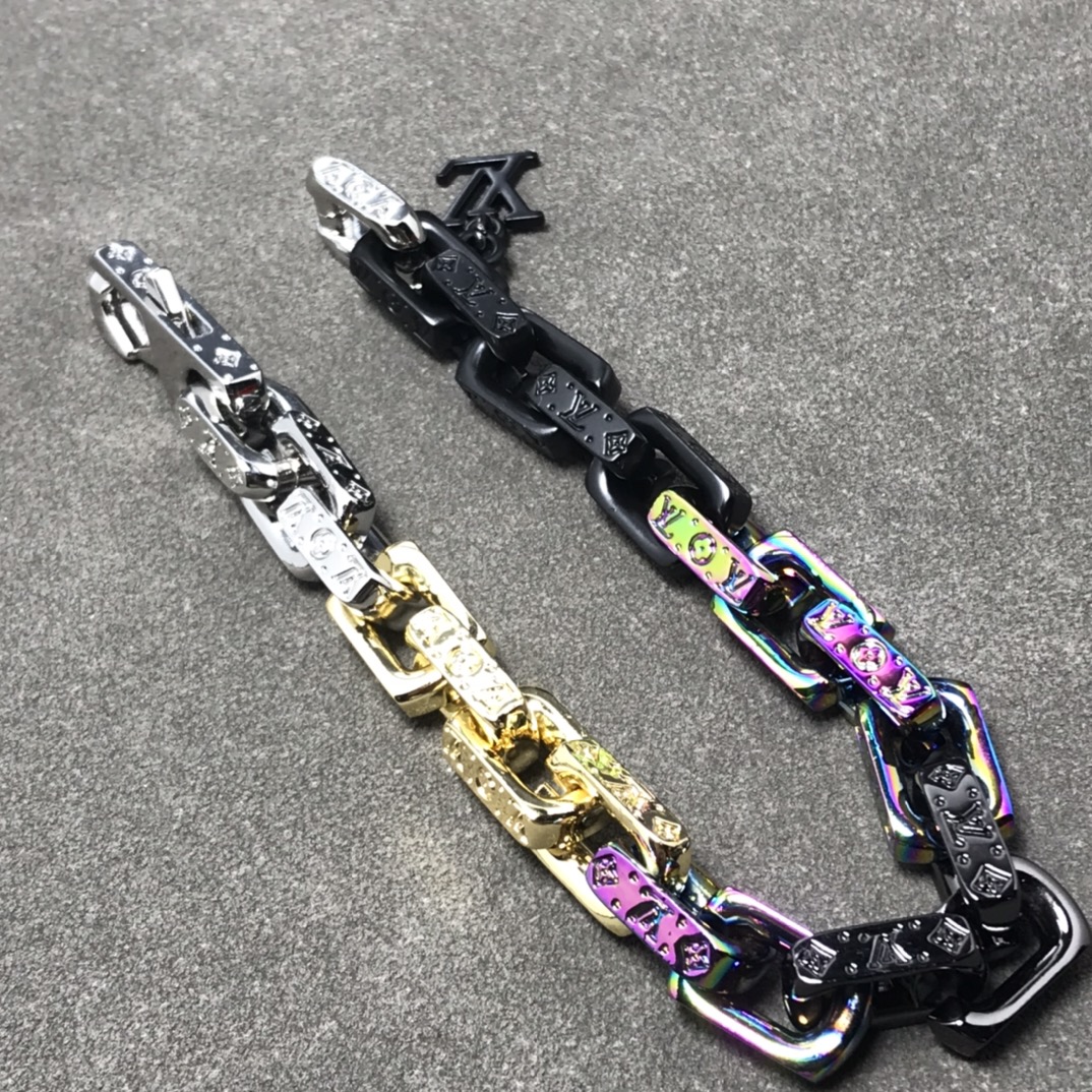 Louis Vuitton Mixed Gold Silver Purple Black Colors Mens Bracelet - Best Replica Jewelry™