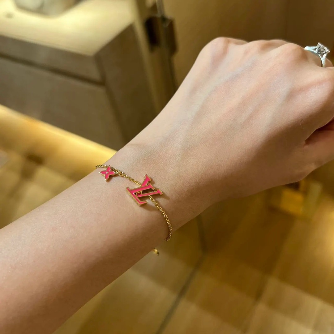 Louis Vuitton Pink LV Monogram Bracelet Necklace - Best Replica Jewelry™