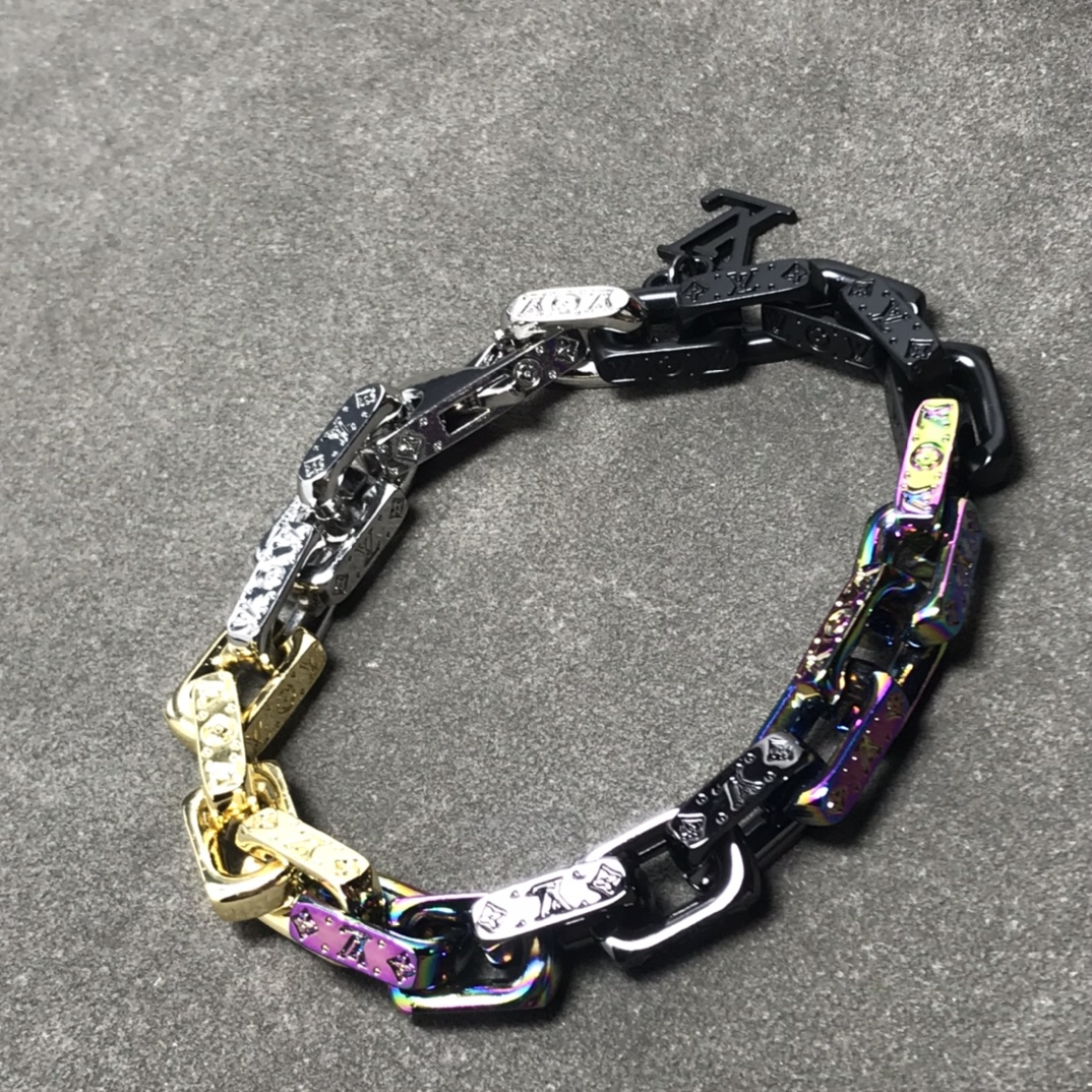 Louis Vuitton Mixed Gold Silver Purple Black Colors Mens Bracelet - Best Replica Jewelry™