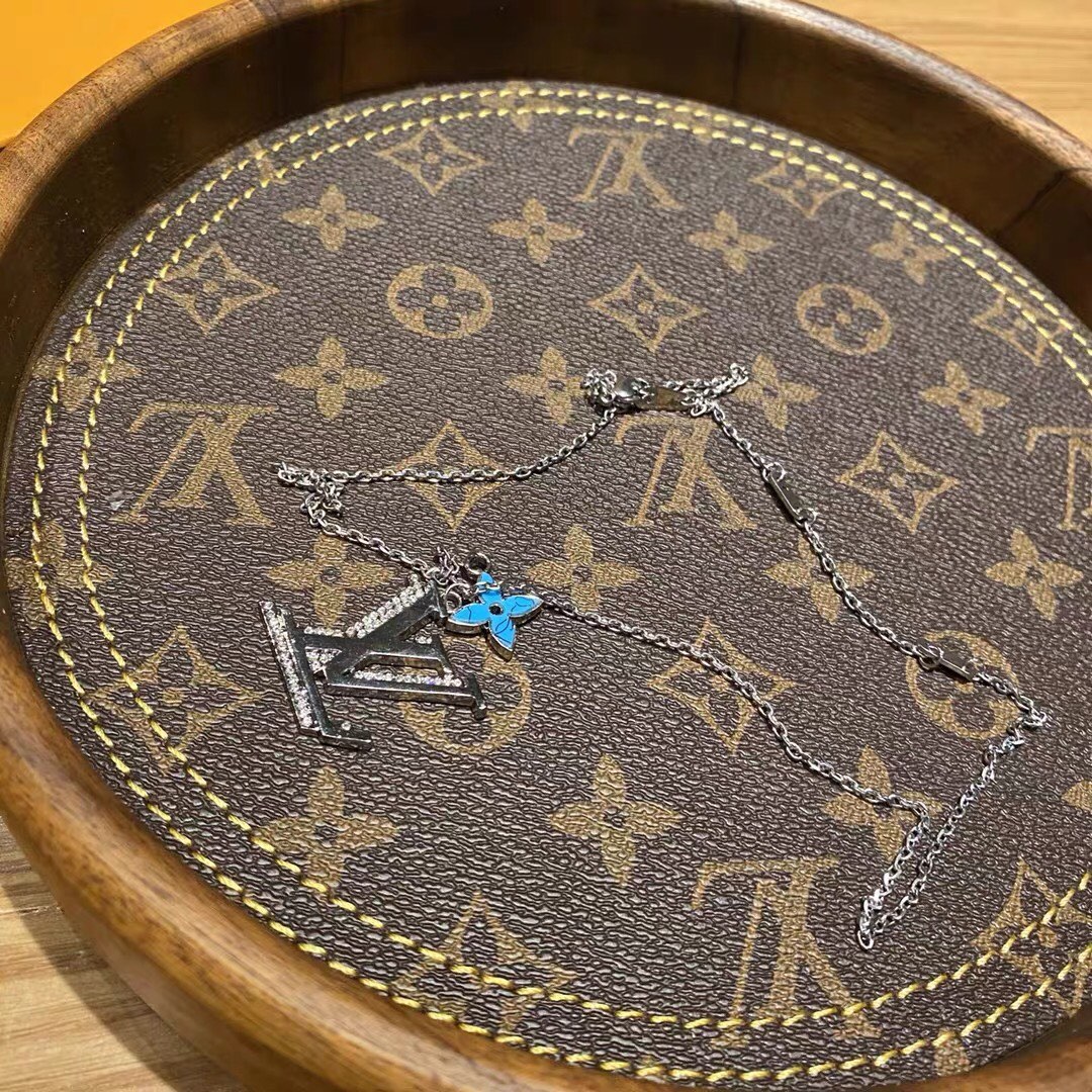 Louis Vuitton Diamond Paved LV Monogram Necklace - Best Replica Jewelry™