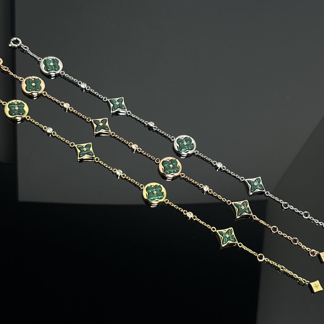 Louis Vuitton 4 Motifs Malachite Star Sun Bracelet - Best Replica Jewelry™