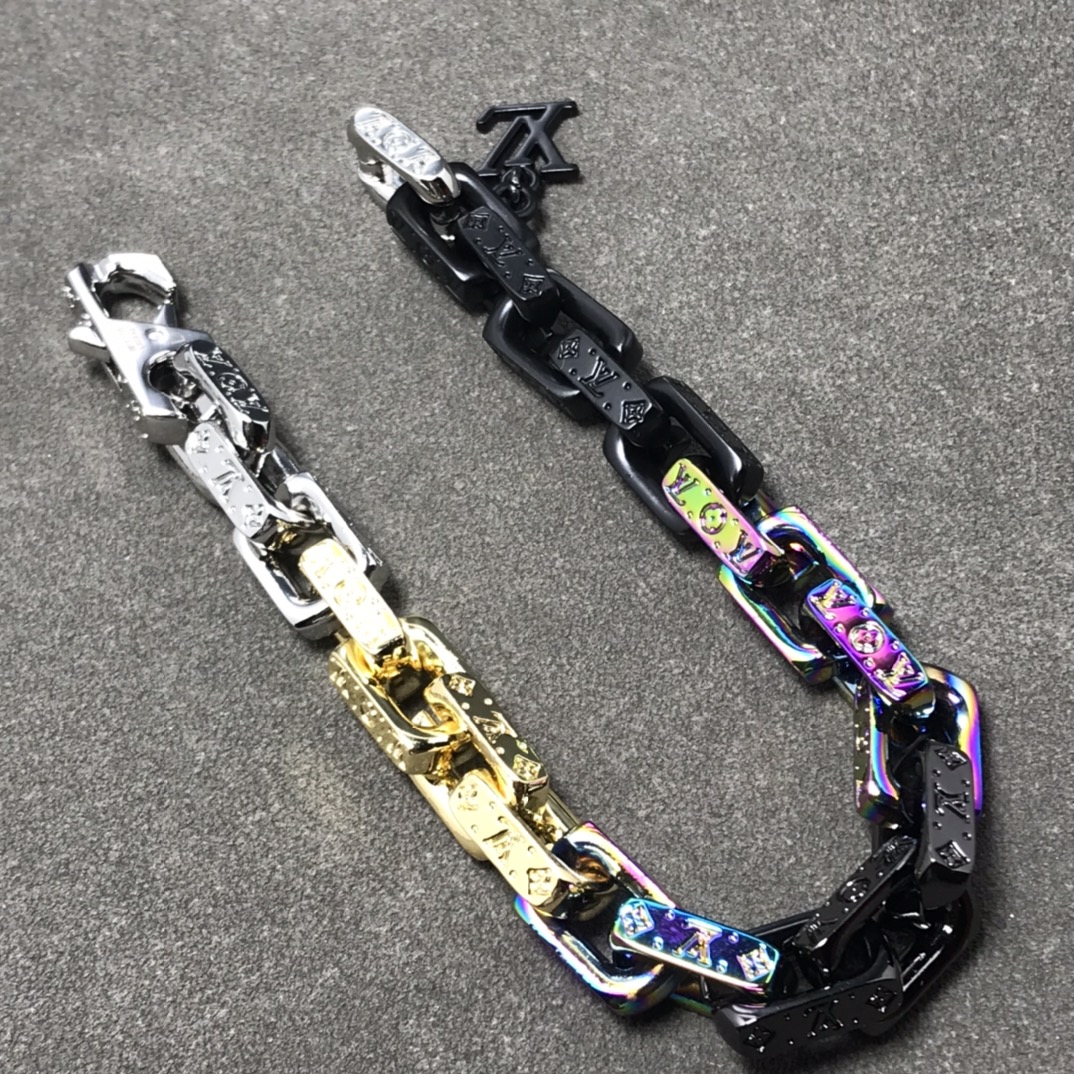 Louis Vuitton Mixed Gold Silver Purple Black Colors Mens Bracelet - Best Replica Jewelry™