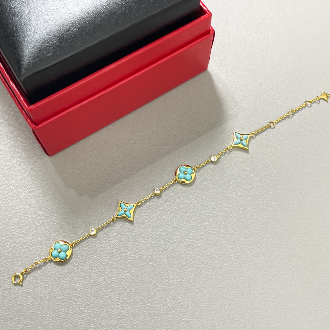 Louis Vuitton 4 Motifs Blue Amazonite Bracelet - Best Replica Jewelry™