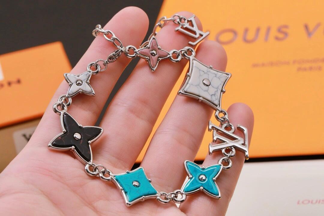 Louis Vuitton Cuban Chain LV Monogram Men Bracelet Necklace - Best Replica Jewelry™