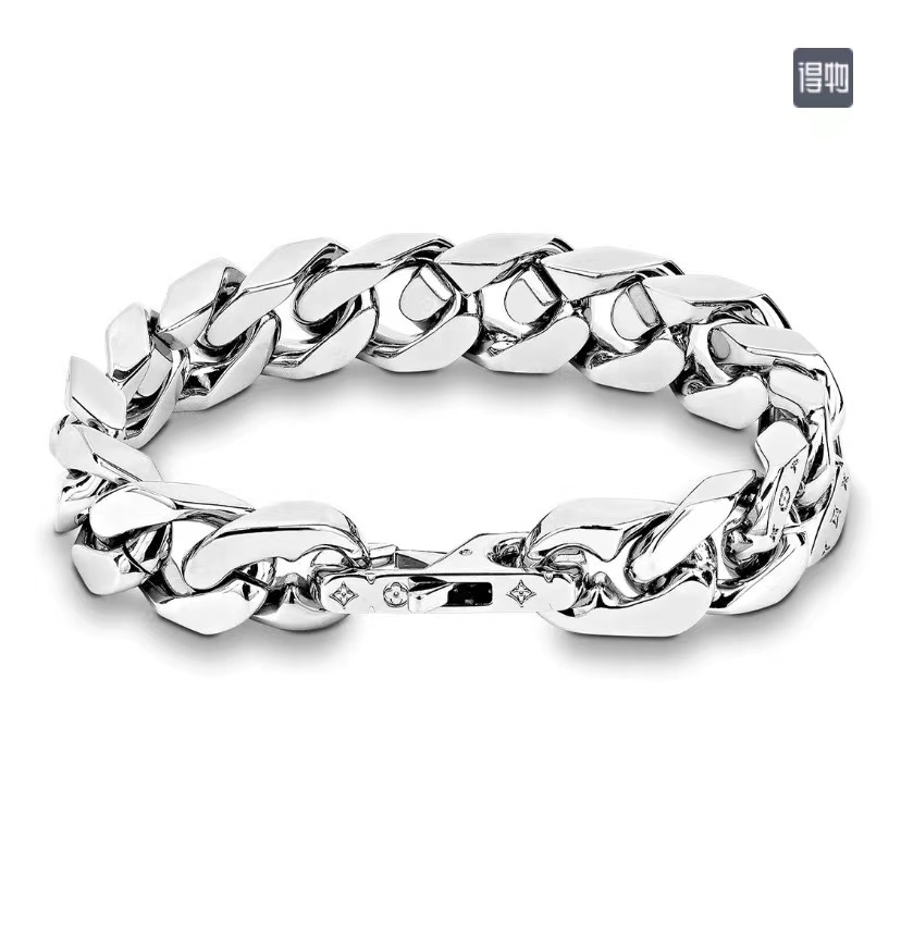 Louis Vuitton Flat Chunky Cuban Chain Bracelet Necklace Mens - Best Replica Jewelry™