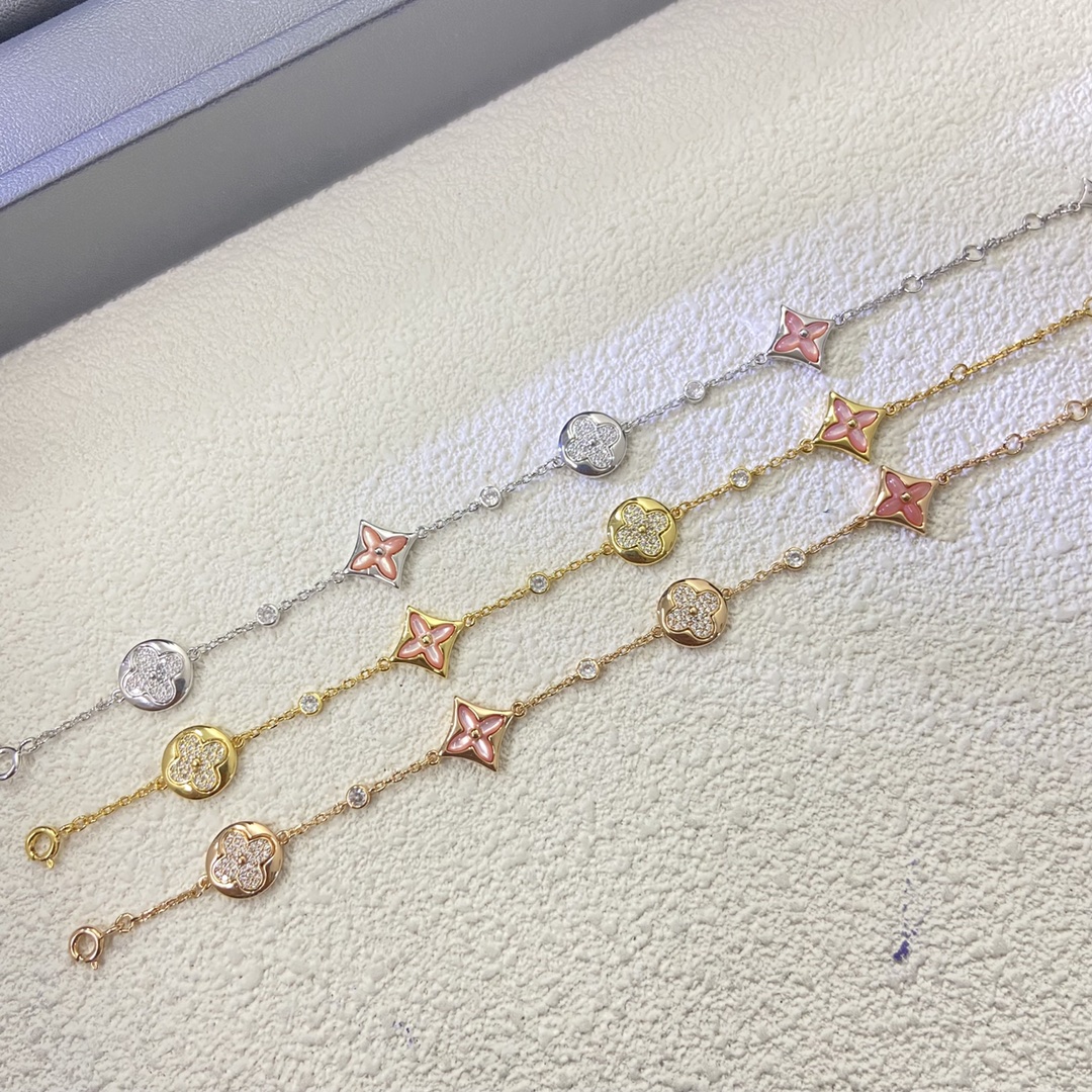 Louis Vuitton Diamond Sun Pink Mother of Pearl Star Bracelet - Best Replica Jewelry™