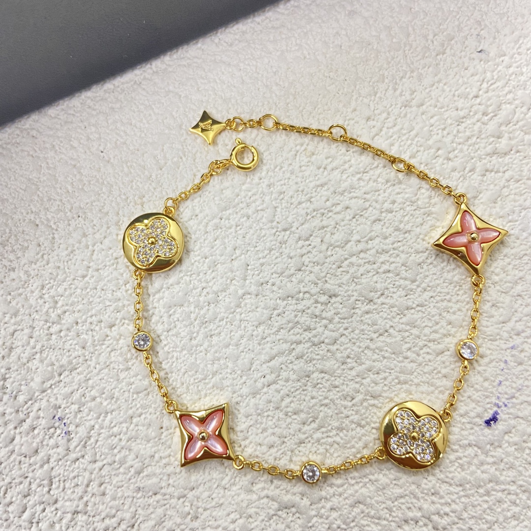 Louis Vuitton Diamond Sun Pink Mother of Pearl Star Bracelet - Best Replica Jewelry™