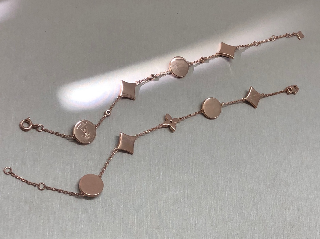 Louis Vuitton Rose Gold Gray Mother of Pearl Earrings Bracelet Necklace - Best Replica Jewelry™