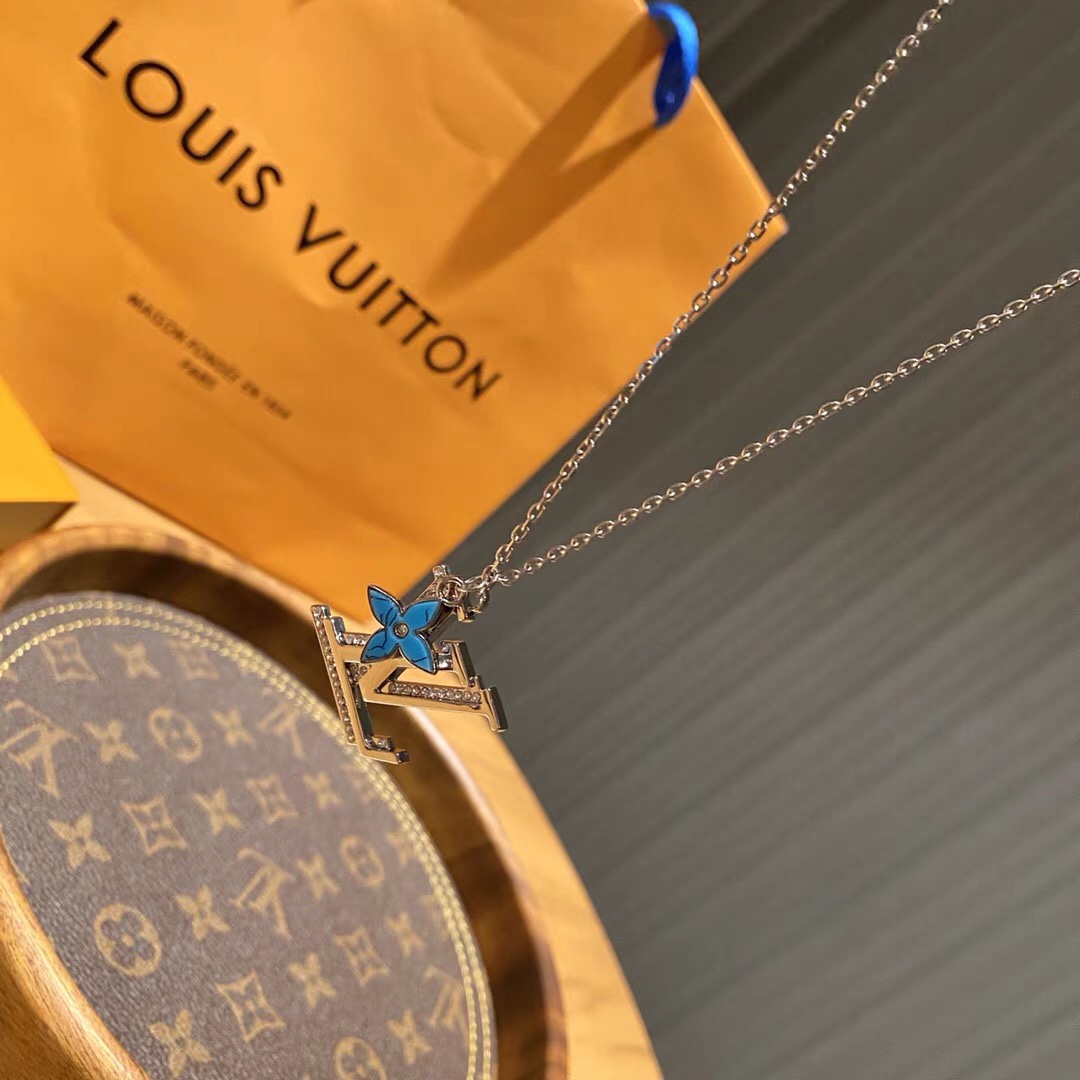 Louis Vuitton Diamond Paved LV Monogram Necklace - Best Replica Jewelry™