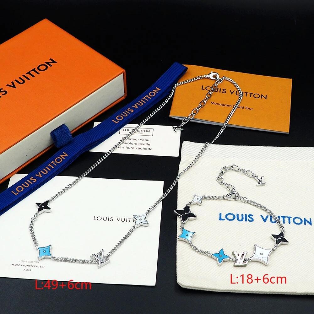 Louis Vuitton Cuban Chain LV Monogram Men Bracelet Necklace - Best Replica Jewelry™